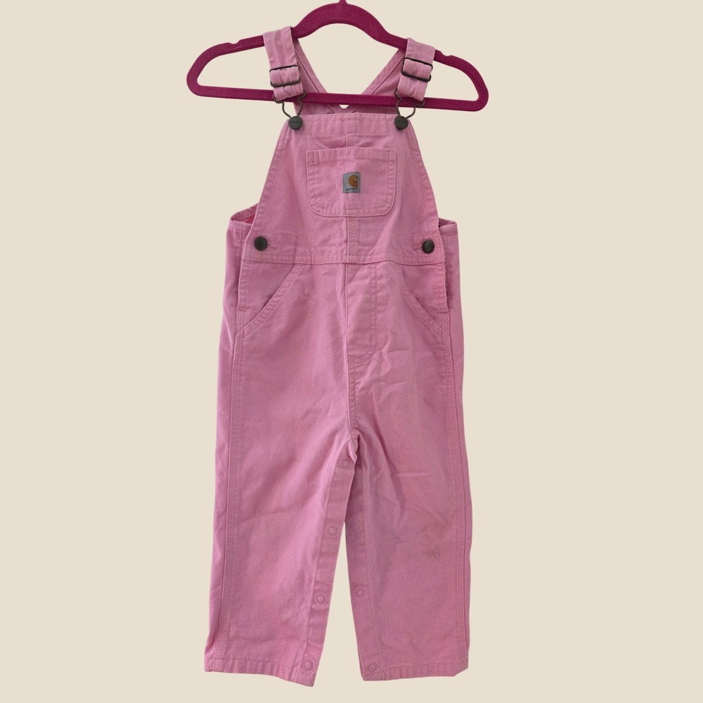 Carhartt Kids Pink Cotton Canvas Bib Overalls Size 24M
